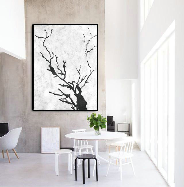 Unique Canvas Art,Black And White Minimal Painting On Canvas - Canvas Paintings For Sale